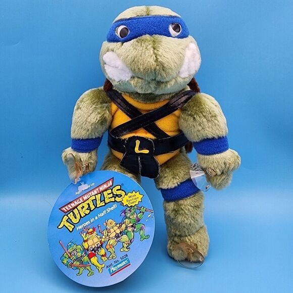 Teenage Mutant Ninja Turtles Leonardo Plush Suction Cups 1989 TMNT 9in Orig Tag